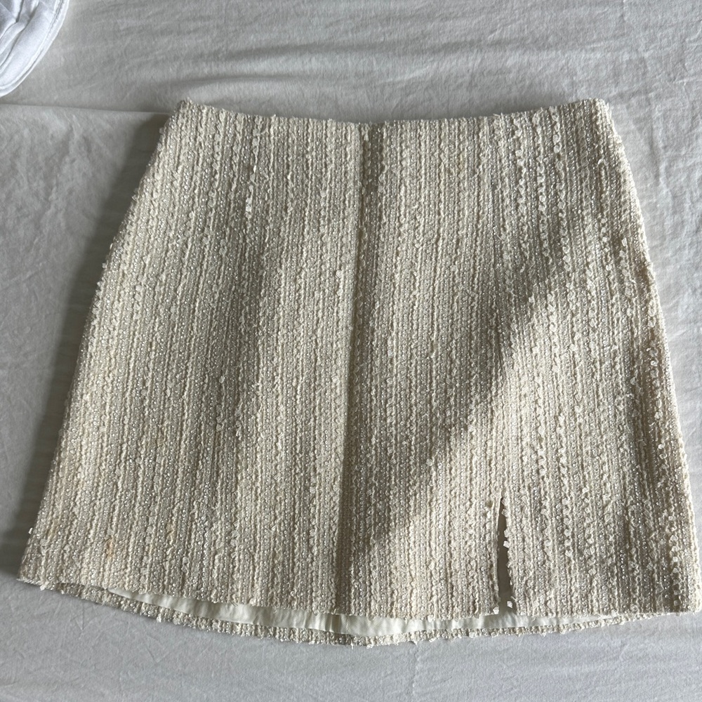 Astr Cream Textured Mini Skirt